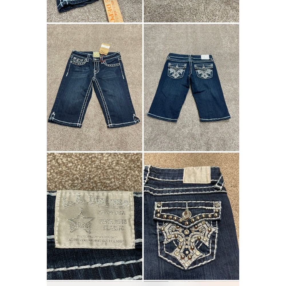 l.a. Idol Bermuda denim shorts womens sz 3 blue jeans flip pockets stretch denim